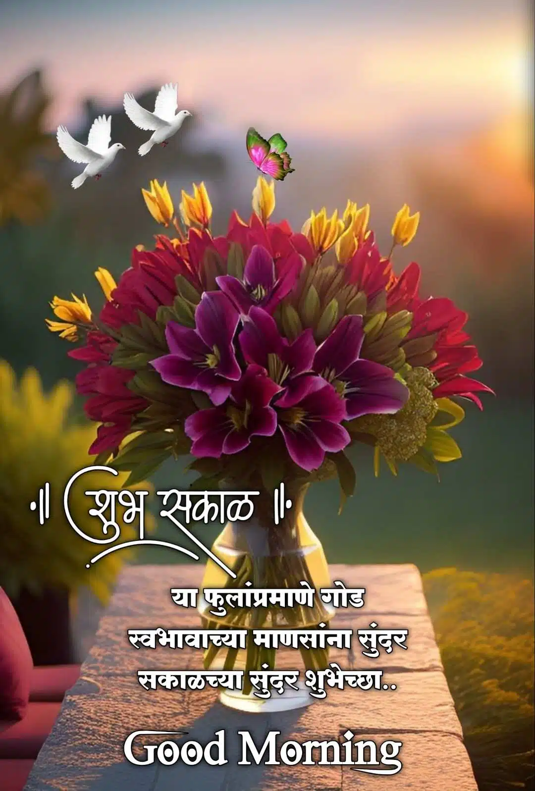 Good Morning Flowers quotes in Marathi