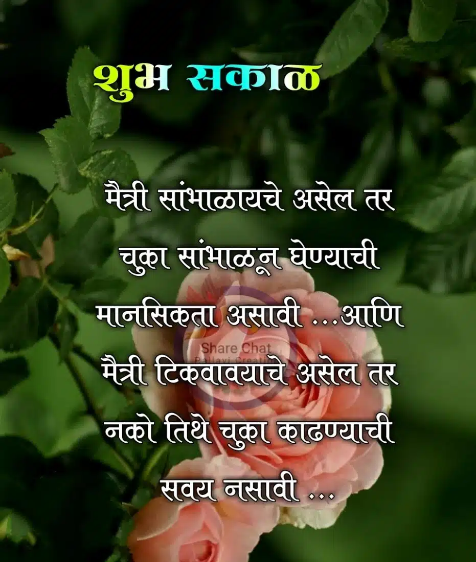 Good Morning Friends Quotes In Marathi, शुभ सकाळ मित्रांनो